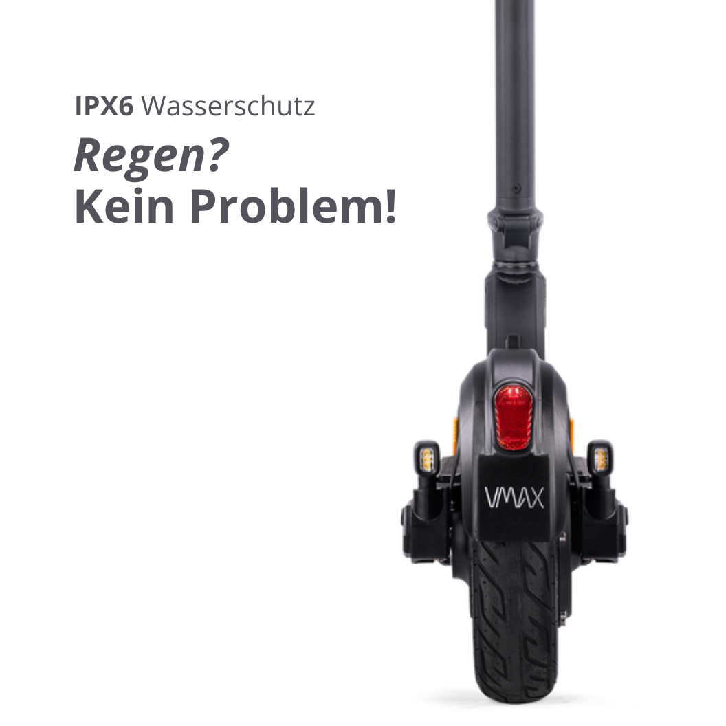 VMAX E-Scooter mit IPX6 Wasserschutz, E-Scooter Heckansicht
