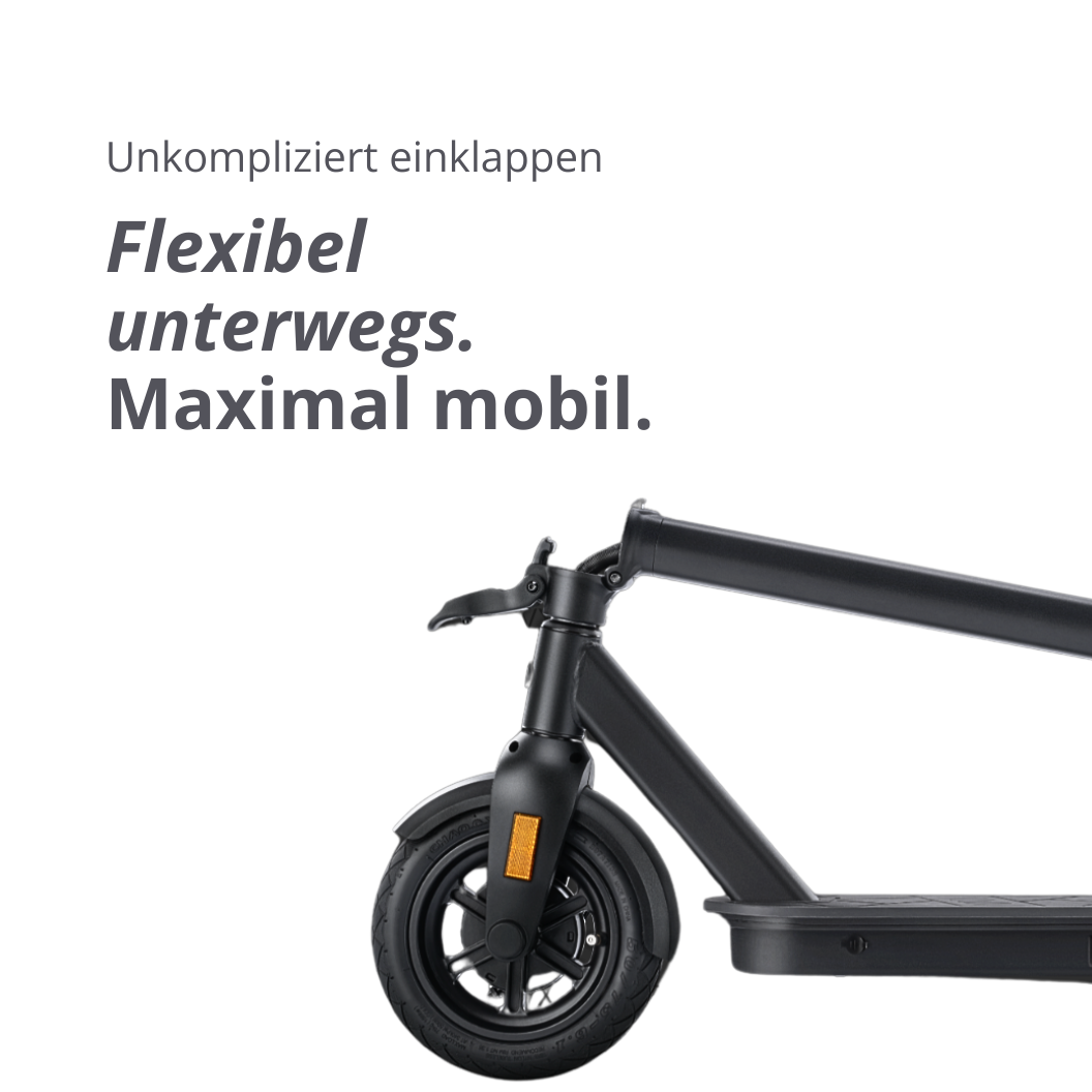 Zusammengeklappter VMAX E-Scooter um flexibel unterwegs zu sein