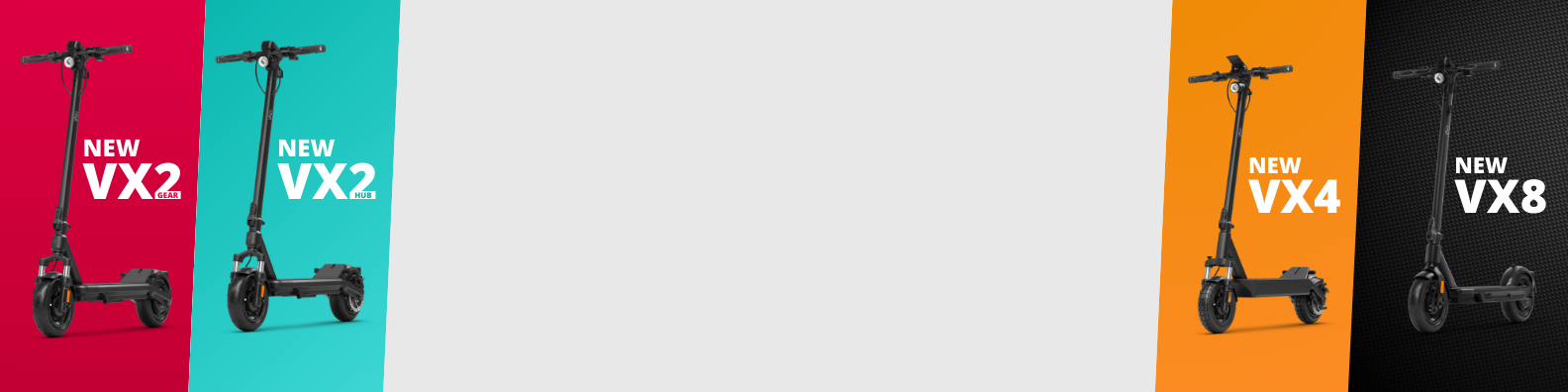 Drei vollgefederte E-Scooter und ein Carbon Scooter