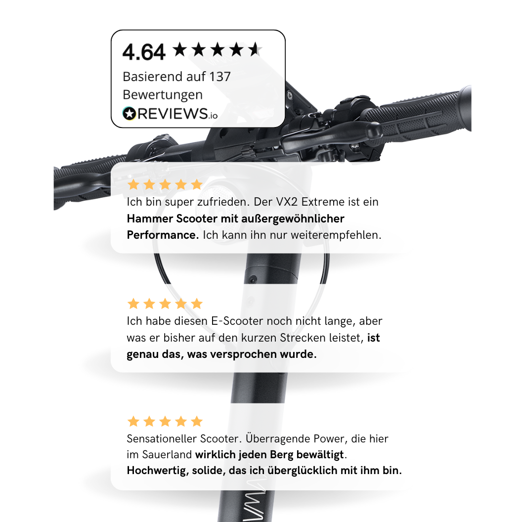 Reviews.io Bewertung zum VX2 EXTREME E-Scooter