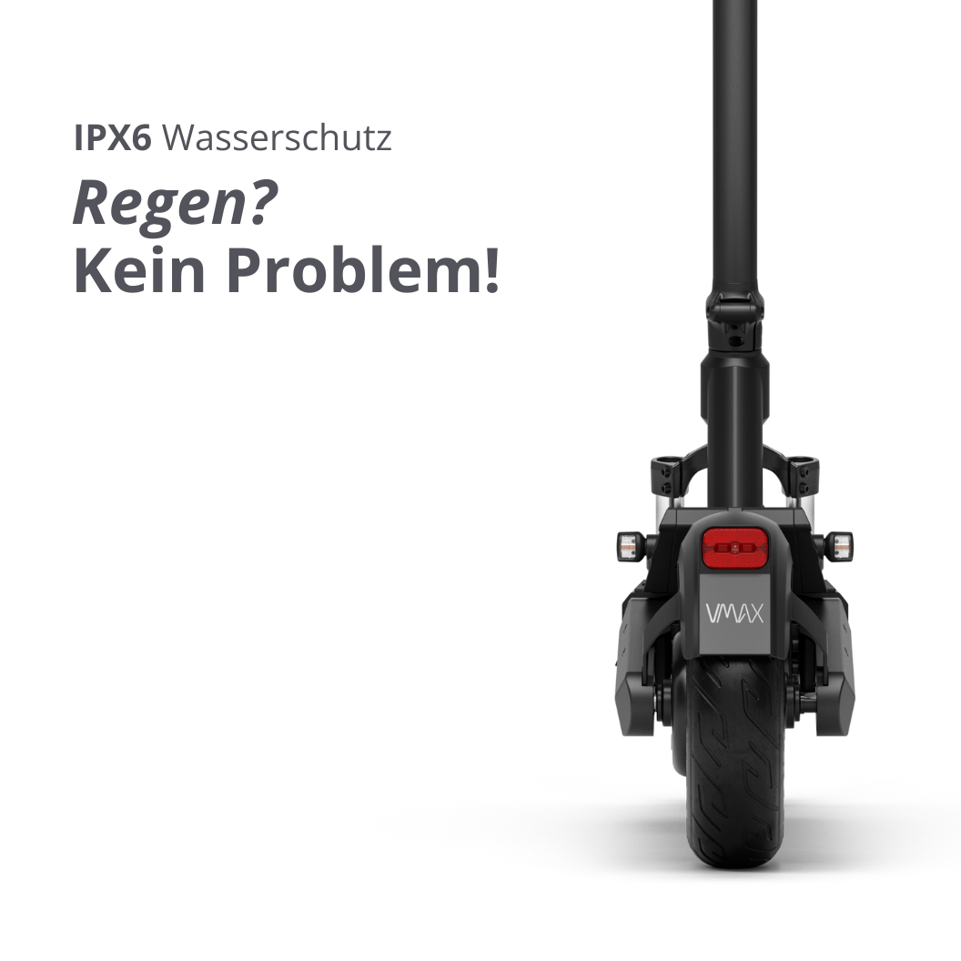 IPX6 Wasserschutz bei VMAX E-Scootern