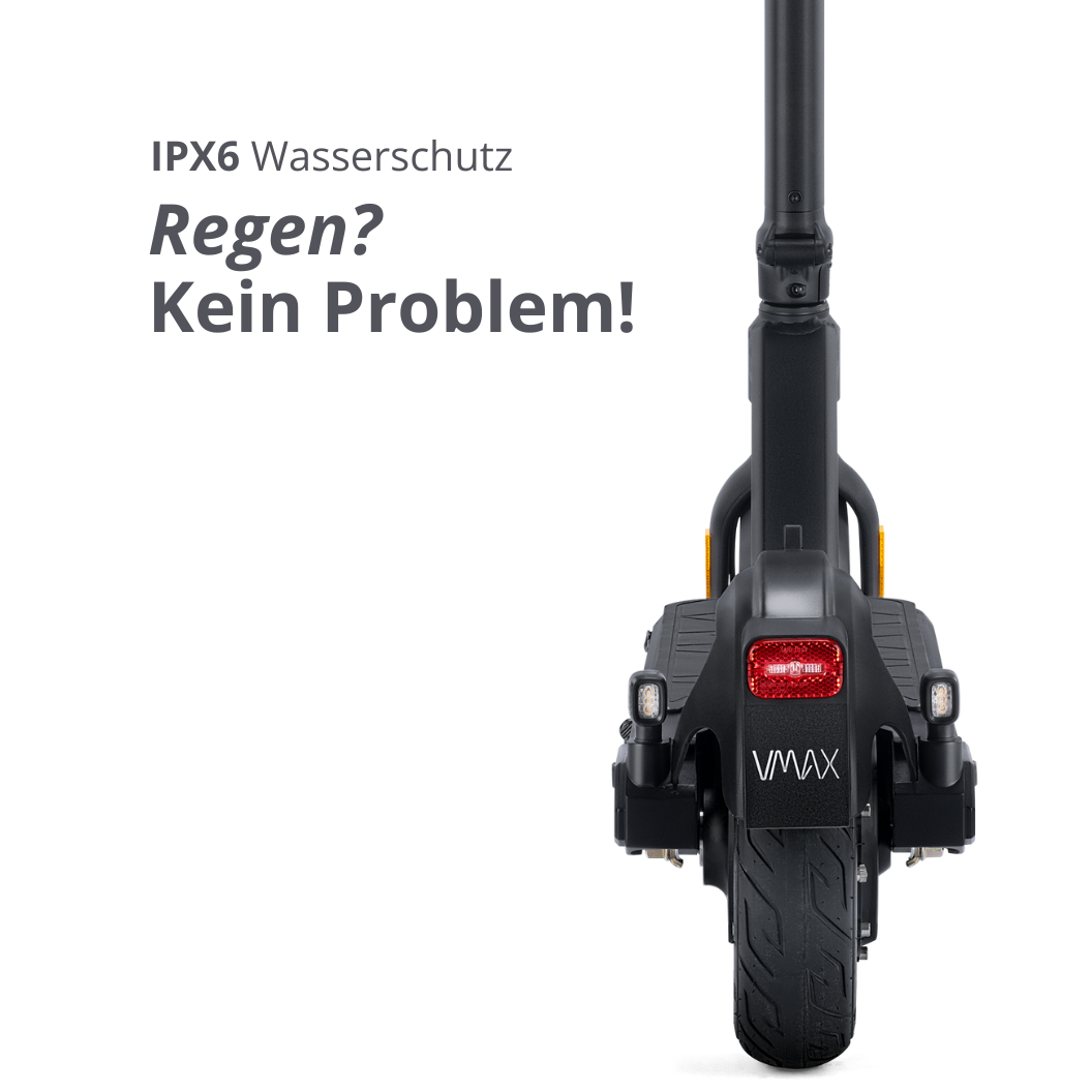VMAX E-Scooter Heckansicht, mit Blinkern und Rücklicht