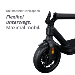 VMAX E-Scooter zusammengeklappt für einen einfachen Transport