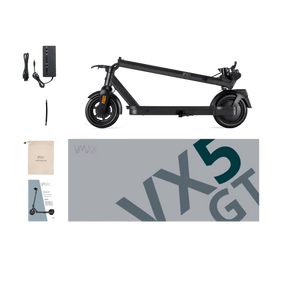 VMAX VX5 GT E-Scooter Karton und Lieferumfang: Netzteil, Commuting Bag, Bedienungsanleitung