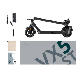 VMAX VX5 ST E-Scooter Karton und Lieferumfang: Netzteil, Commuting Bag, Bedienungsanleitung